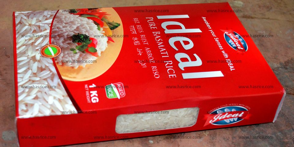 Pakistan Basmati Rice, Ideal Pure Basmati Rice. Packed in 1 KG Cardboard Box.