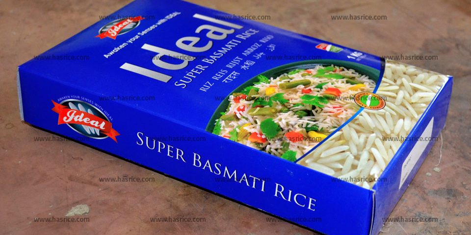 Pakistan Basmati Rice, Ideal Premium Super Basmati Rice. Packed in 1 KG Cardboard Box.