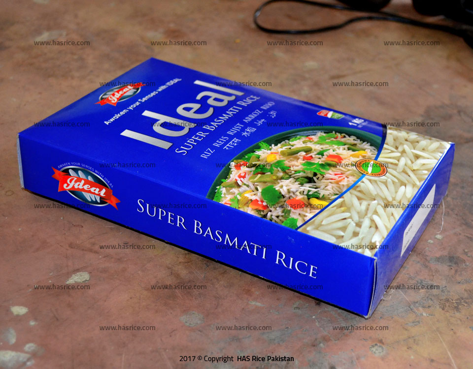 Pakistan Basmati Rice, Ideal Premium Super Basmati Rice. Packed in 1 KG Cardboard Box.