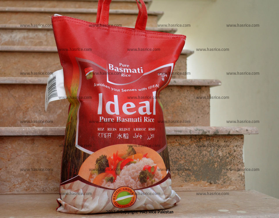 Pakistan Basmati Rice, Ideal Pure Basmati Rice. Packed in 5 KGs Non-woven Bag.