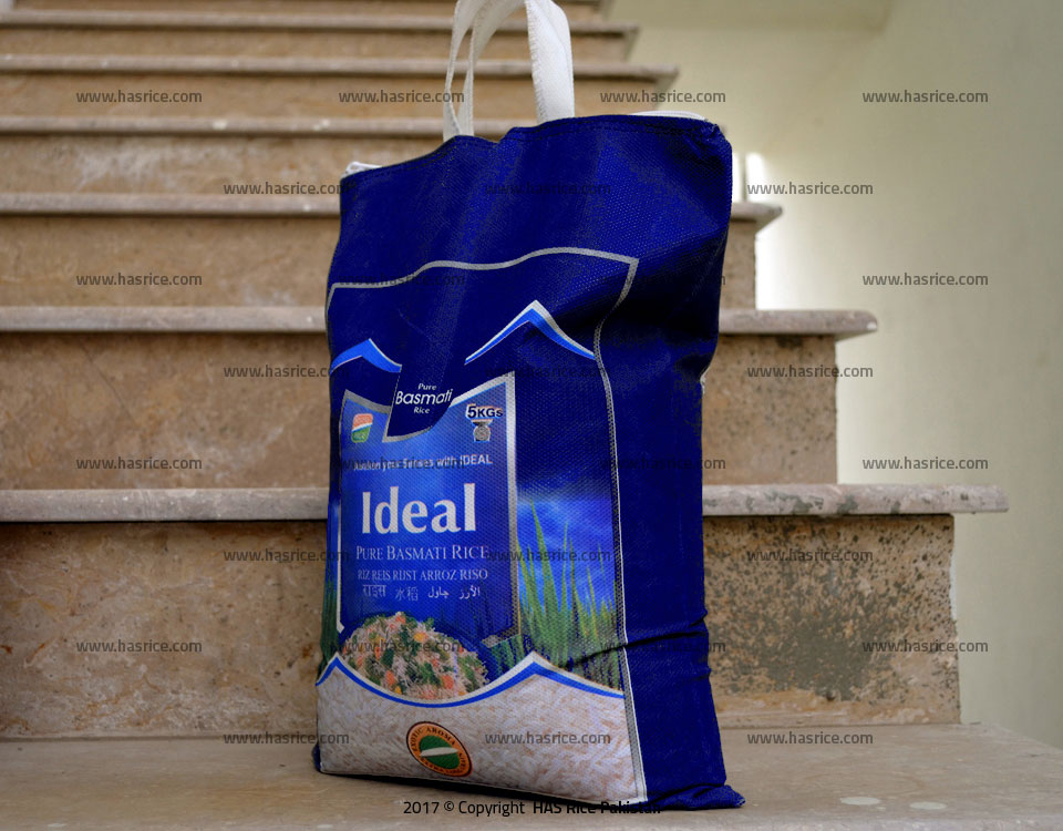 Pakistan Basmati Rice, Ideal Premium Super Basmati Rice. Packed in 5 KGs Non-woven Bag.
