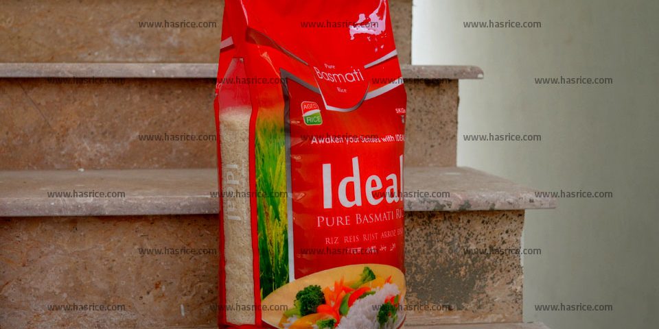 Pakistan Basmati Rice, Ideal Pure Basmati Rice. Packed in 5 KGs Polypouch Bag.