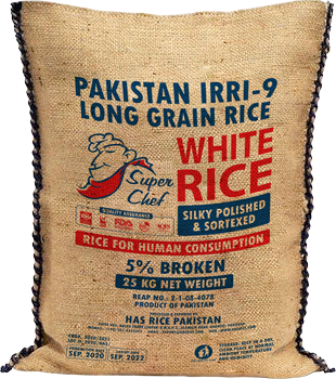 IRRI 9 White Rice, 25KG Jute Bag