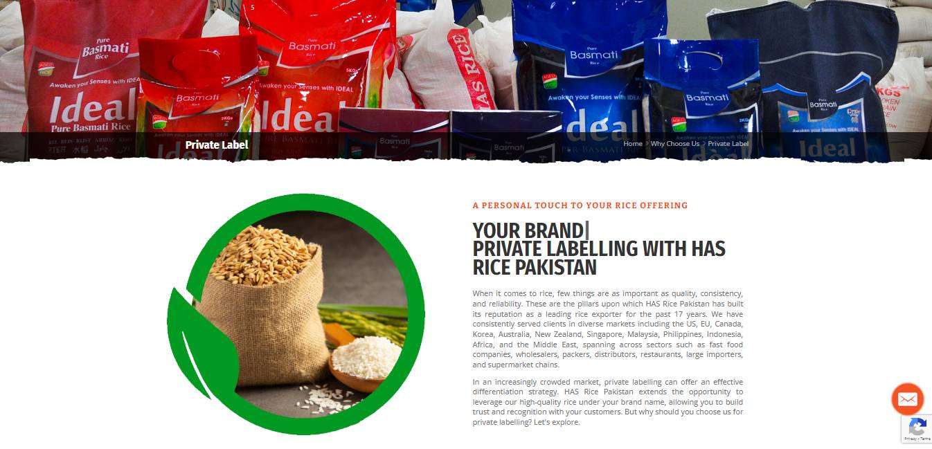 Pakistan Rice Packed Pakistan Rice Packaging | HAS Rice Pakistan
