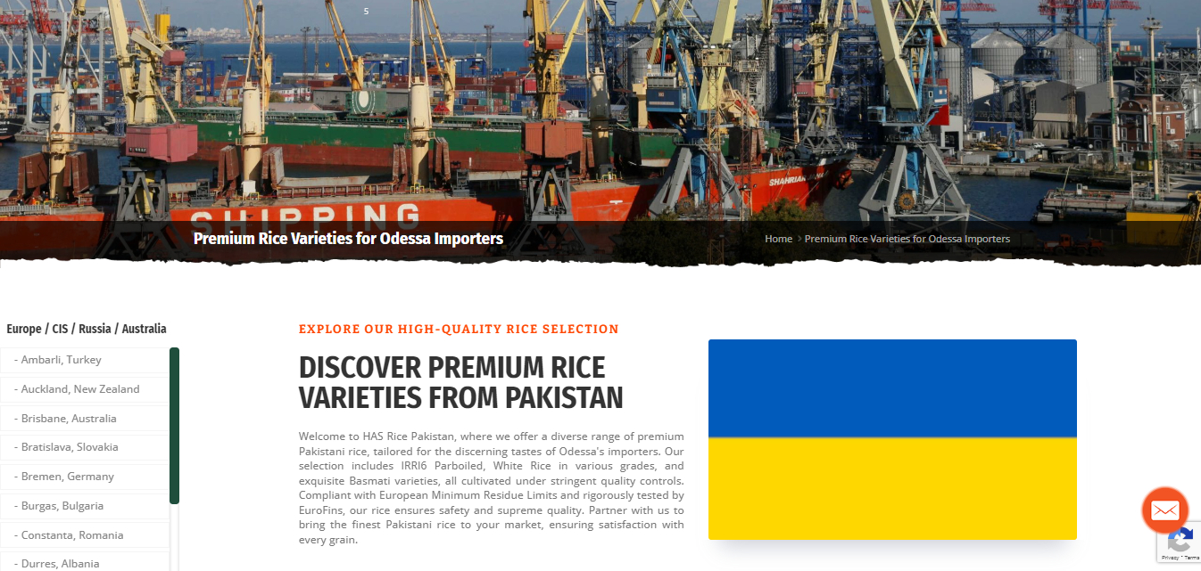 Ukraine Rice Premium IRRI6 & Basmati Rice Exporter to Odessa, Ukraine